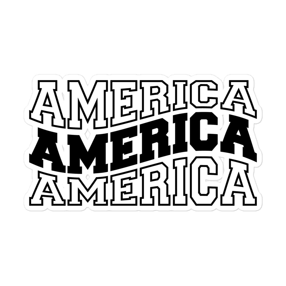 America in Wavy Letters Decorative Sticker