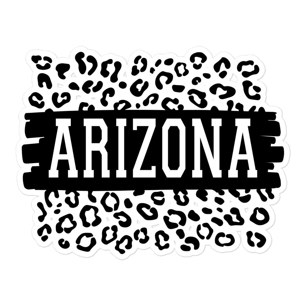 Arizona Black on Leopard Print Bubble Free Sticker