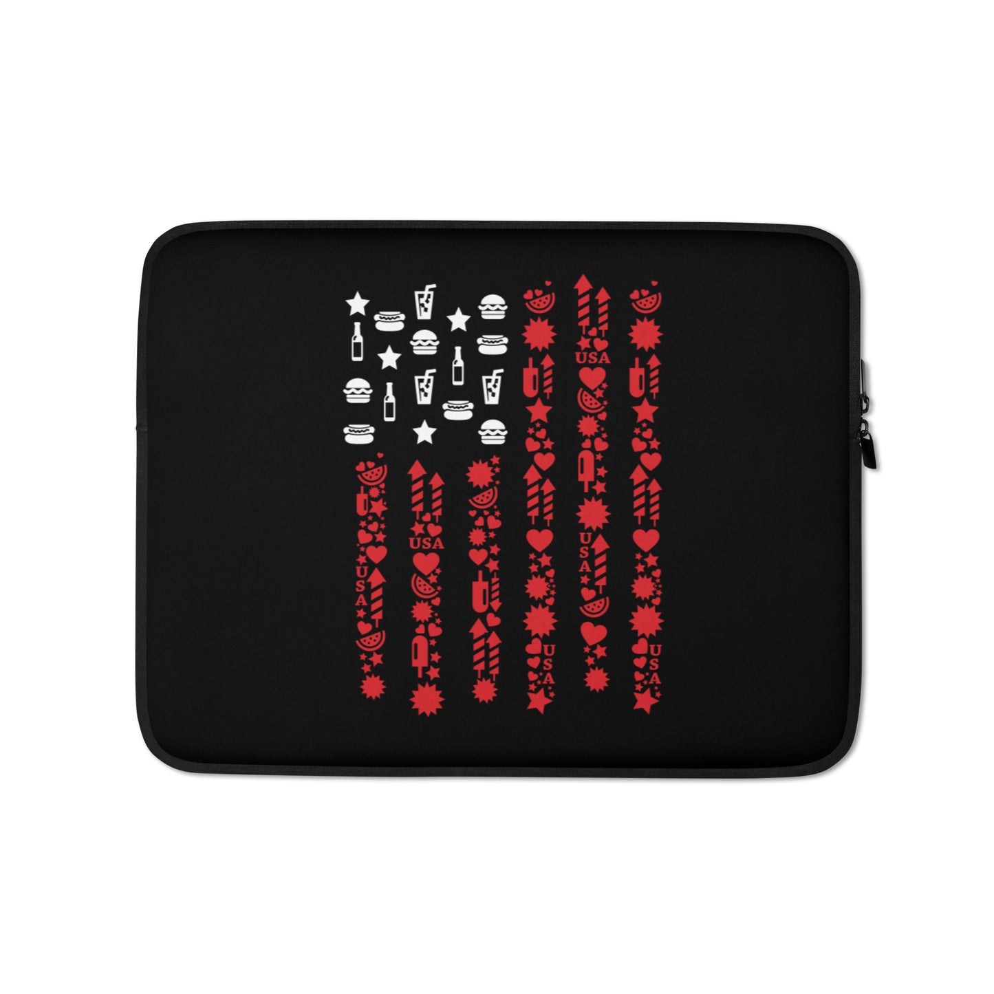 American Flag Black Background Laptop Sleeve