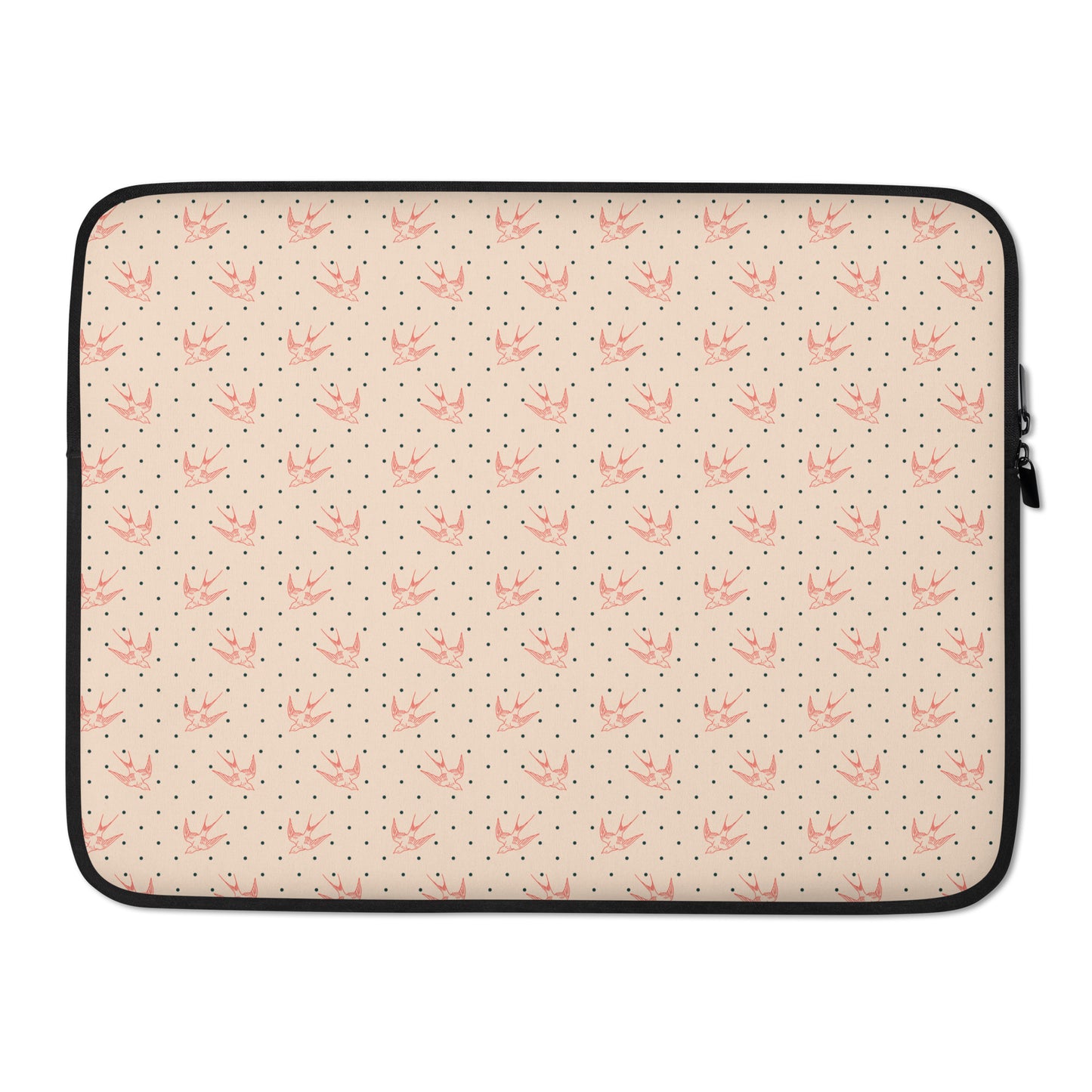 Beige Bird Pattern Laptop Sleeve