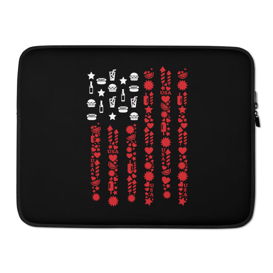 American Flag Black Background Laptop Sleeve