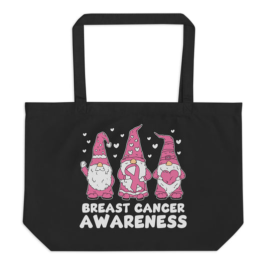 Breast Cancer Awareness Gnomes Large organic tote bag