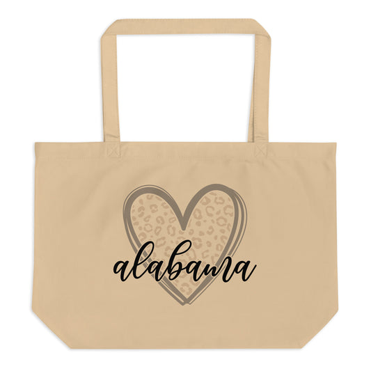Alabama Leopard Heart Large organic tote bag
