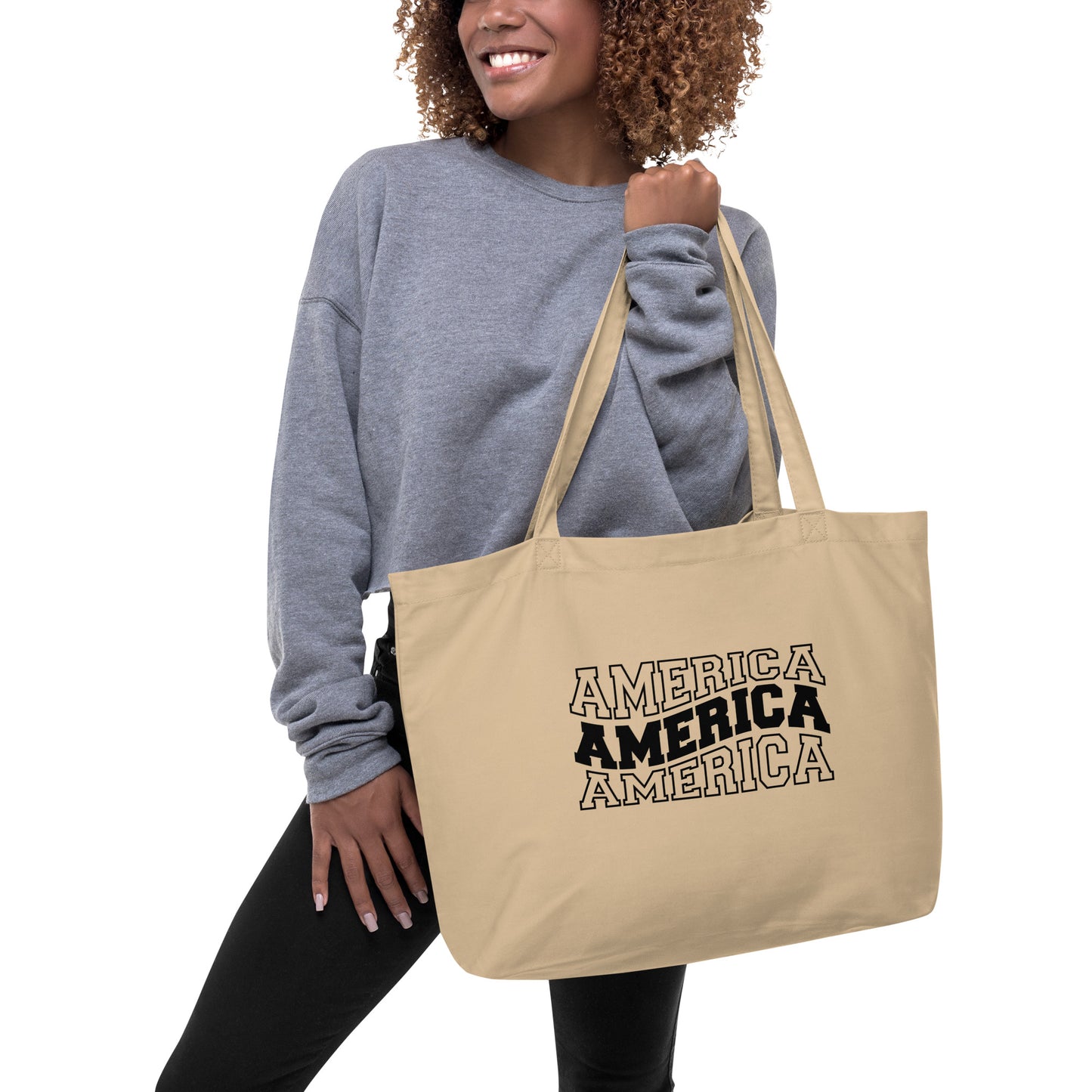 America Large organic tote bag