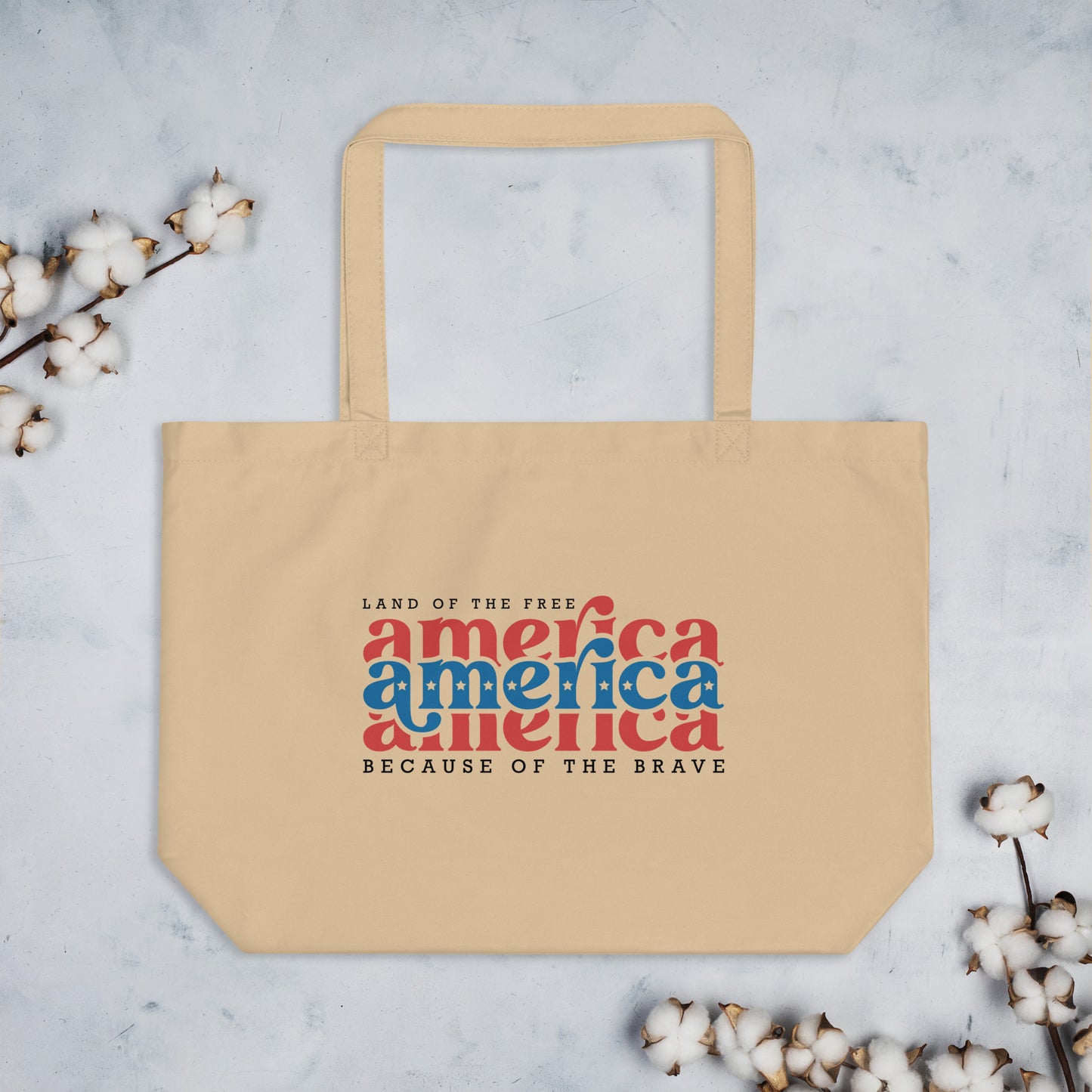 America Large organic tote bag