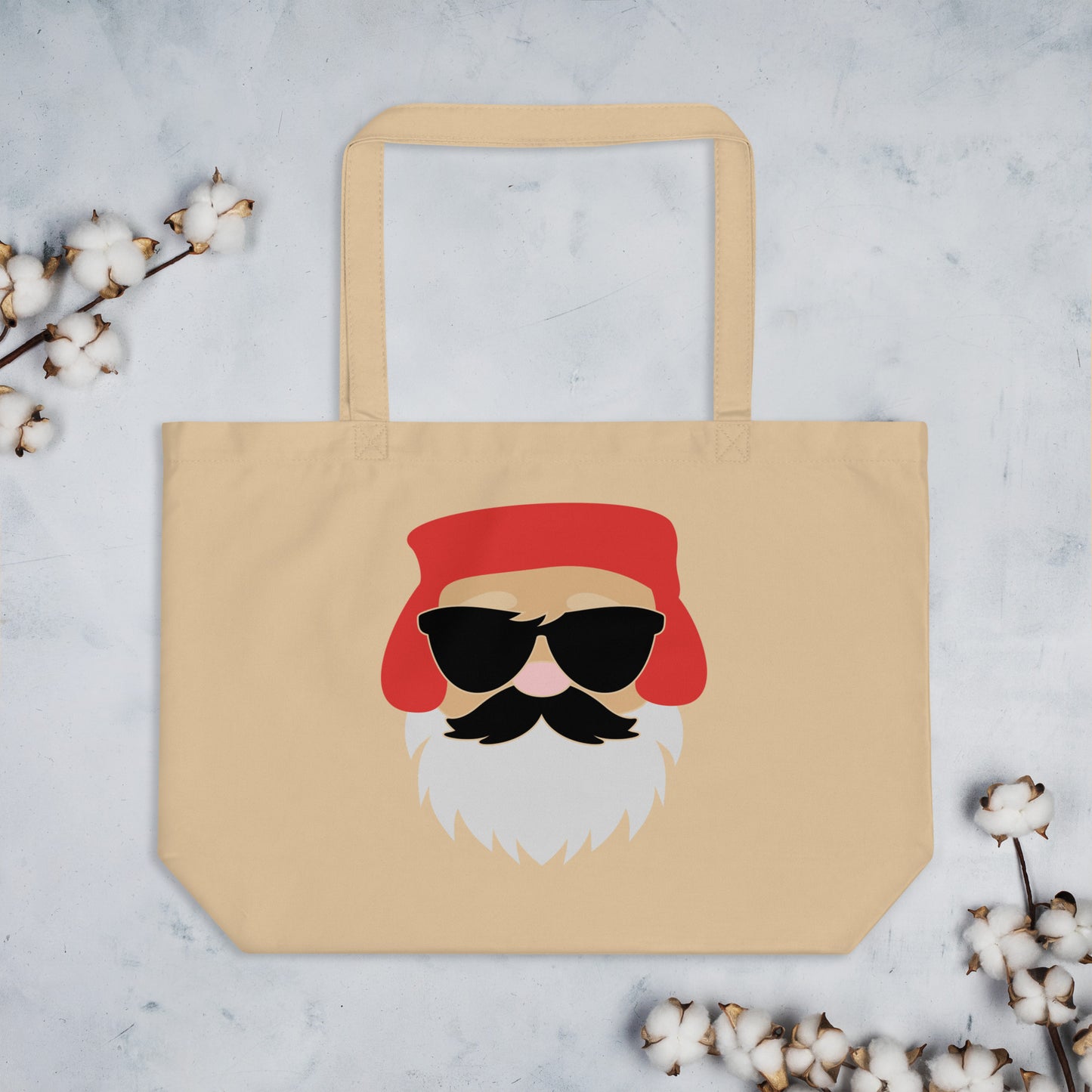 Santa Claus Sunglasses Large organic tote bag