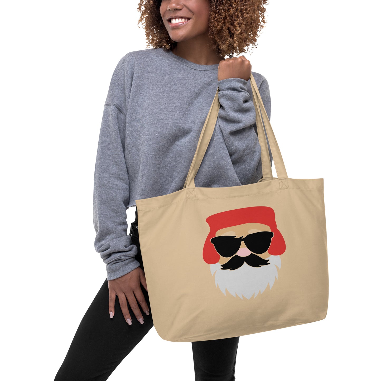 Santa Claus Sunglasses Large organic tote bag