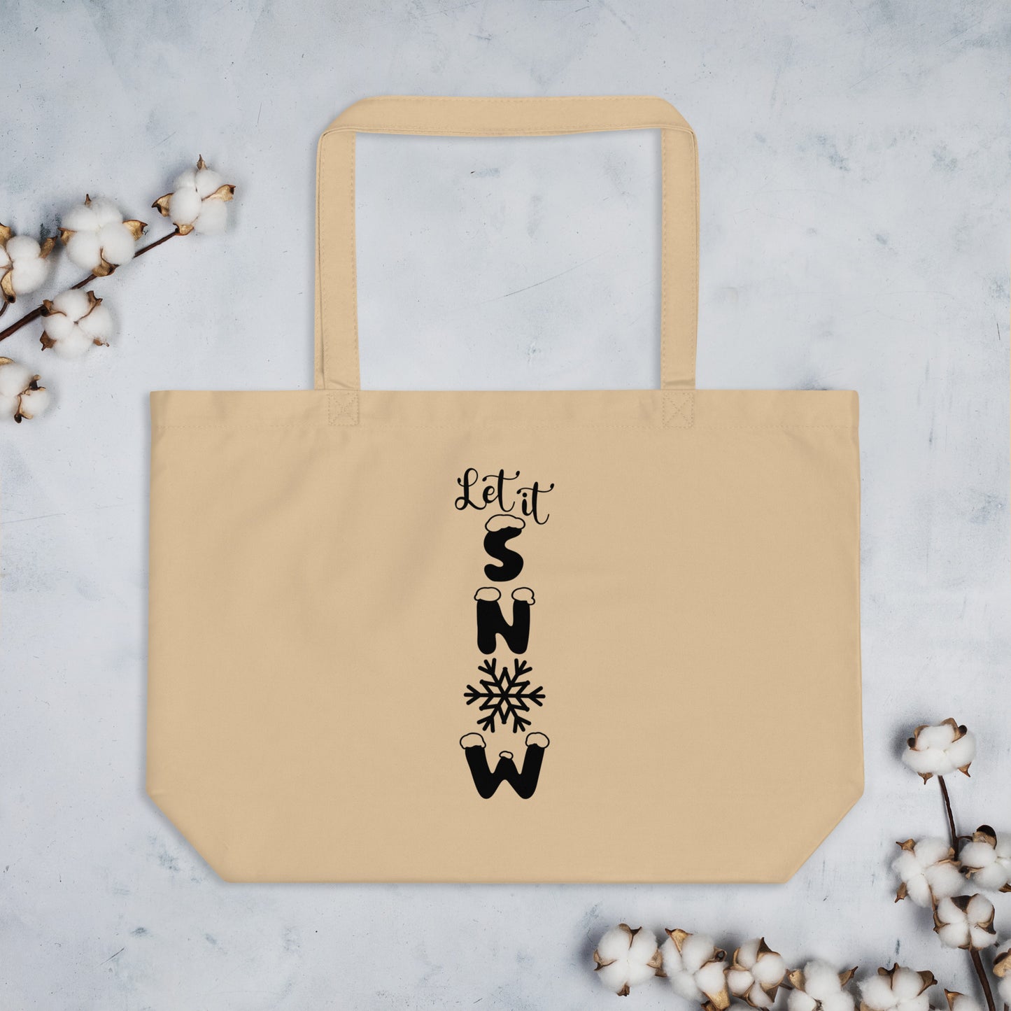 Let it Snow Large organic tote bag