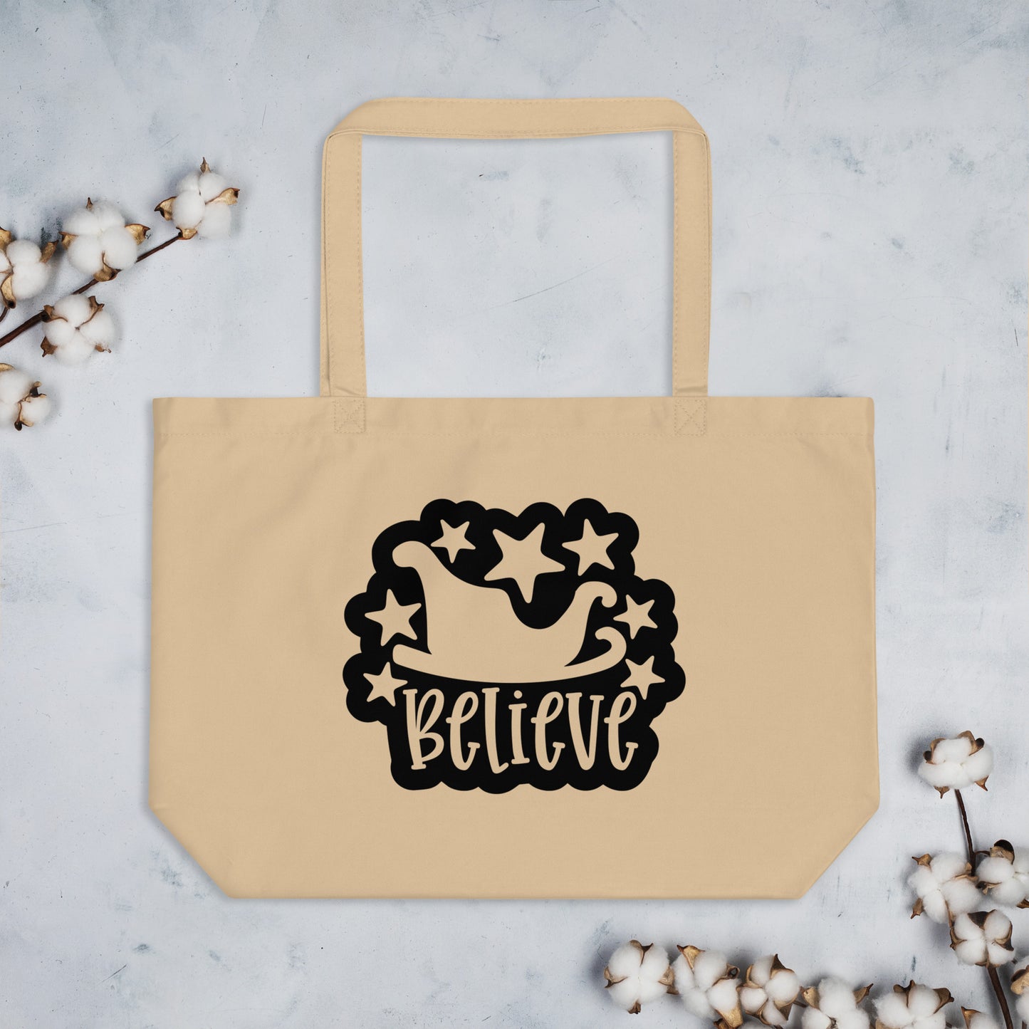 Believe Large organic tote bag