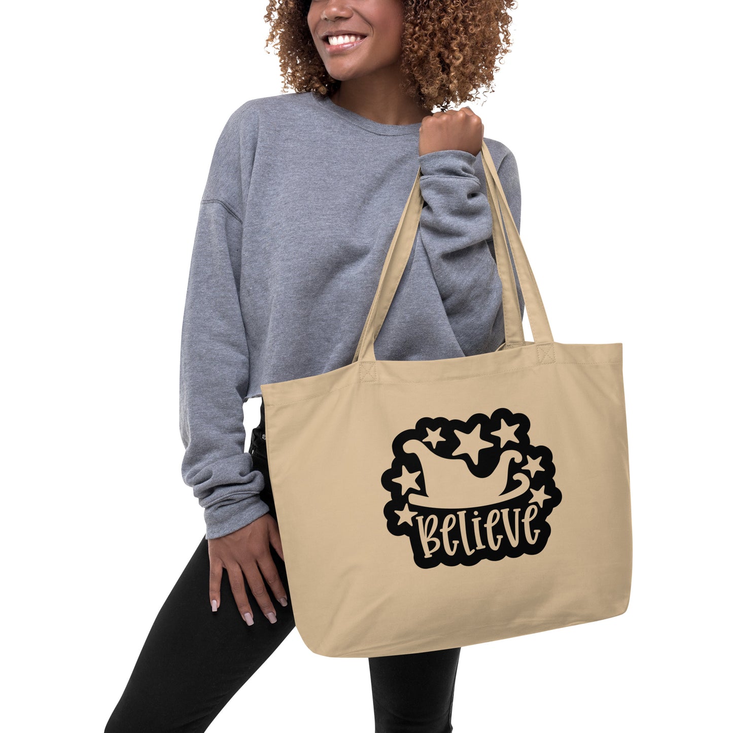 Believe Large organic tote bag
