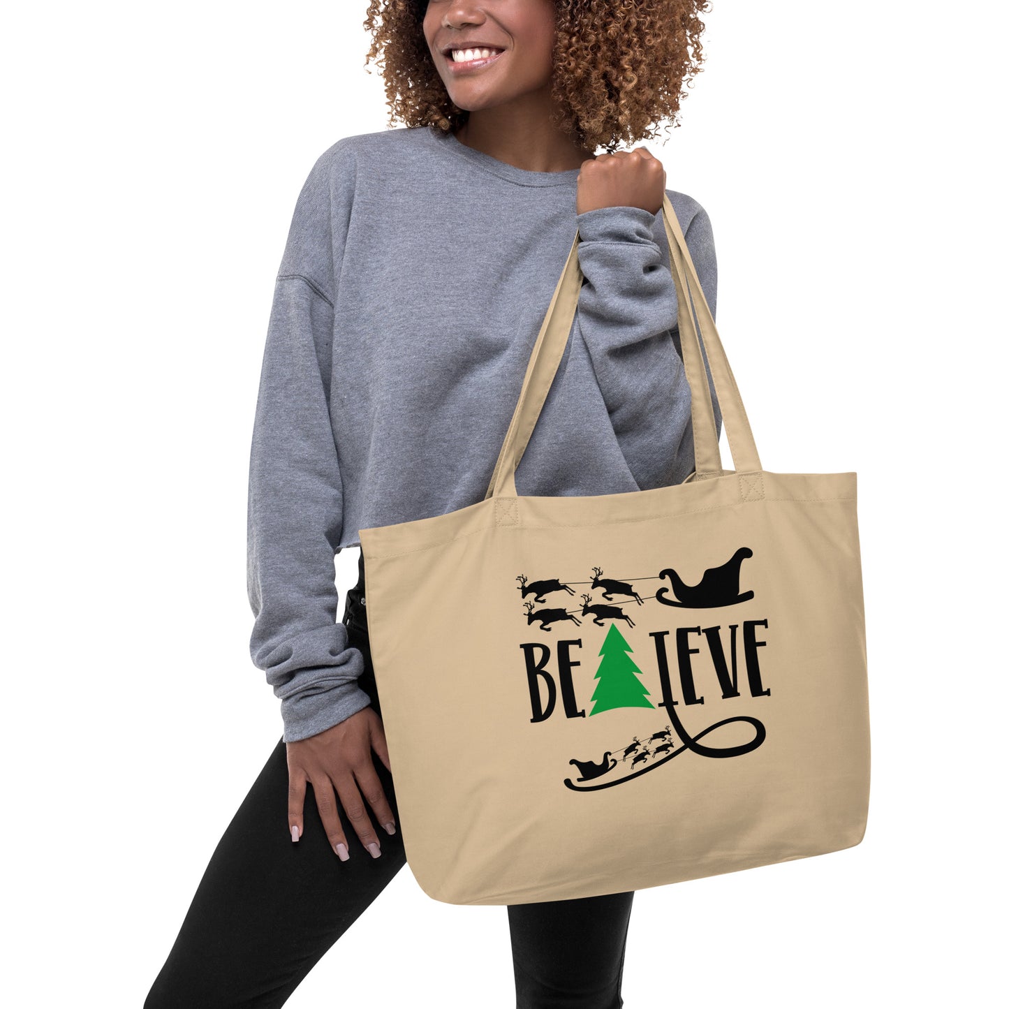 Believe Large organic tote bag