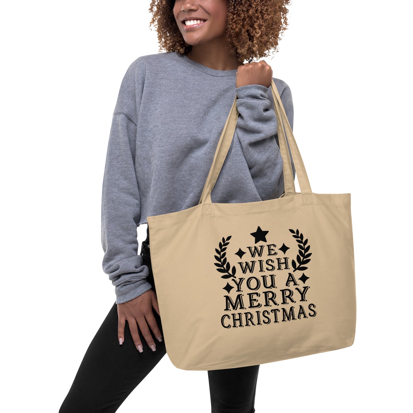 We Wish You a Merry Christmas Large organic tote bag
