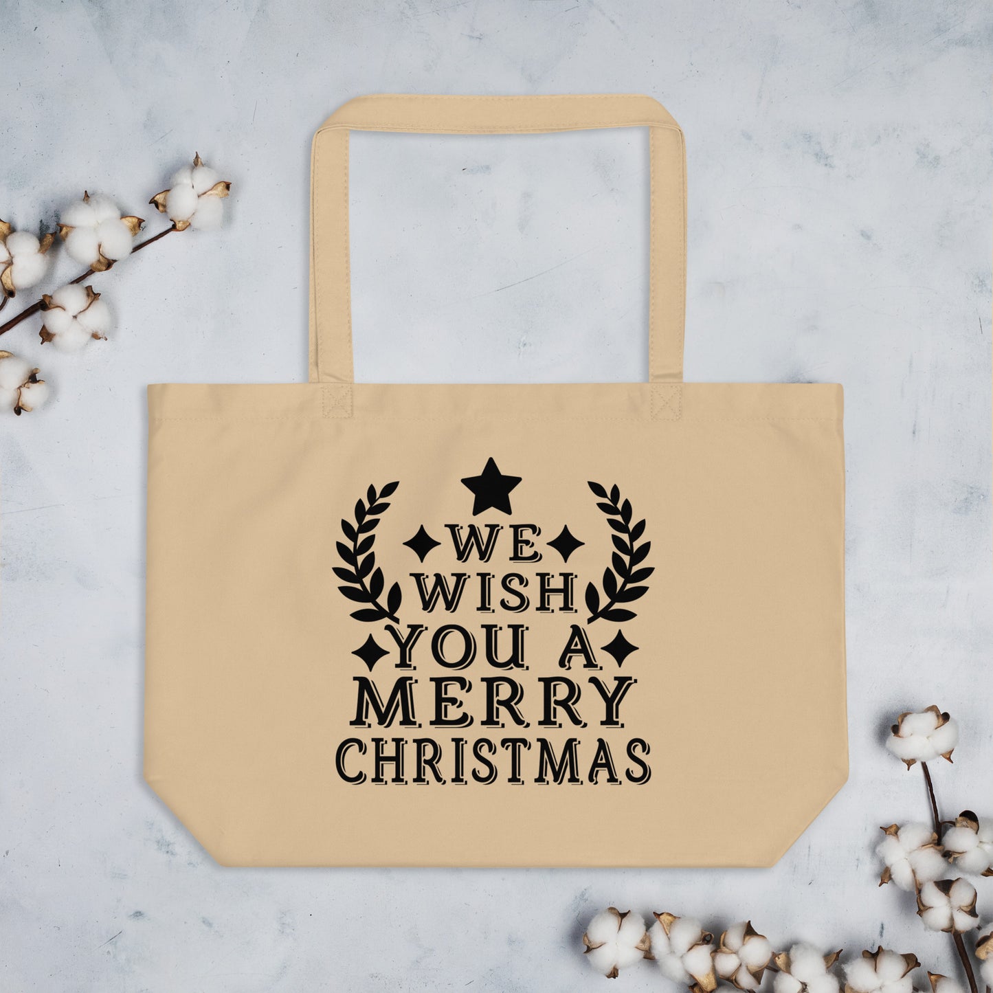 We Wish You a Merry Christmas Large organic tote bag