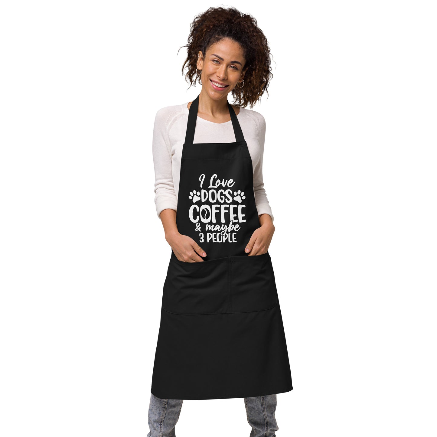 I Love Dogs Coffee & Maybe 3 People Organic cotton apron