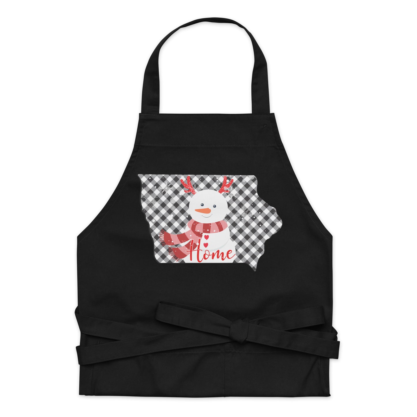 Iowa Gingham Snowman Organic cotton apron