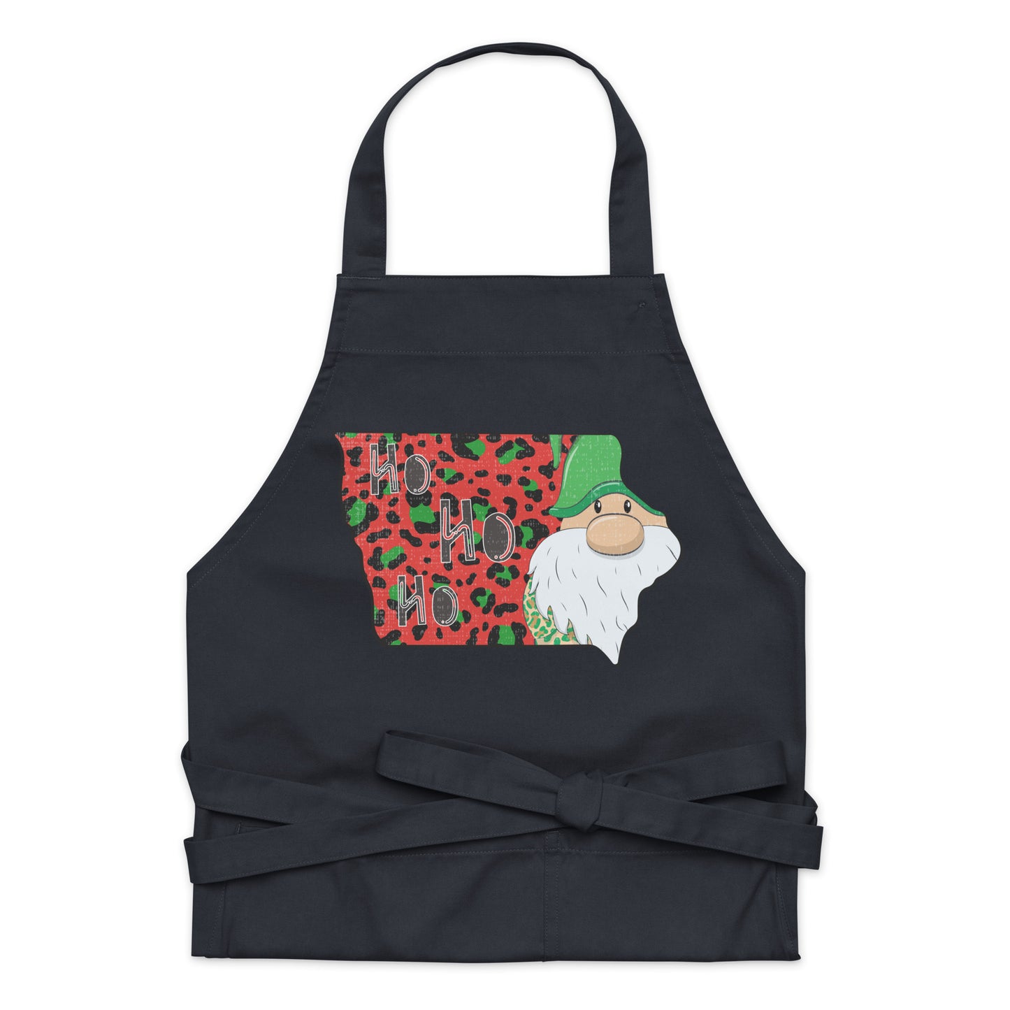 Iowa Christmas Elf Ho Ho Ho Organic cotton apron