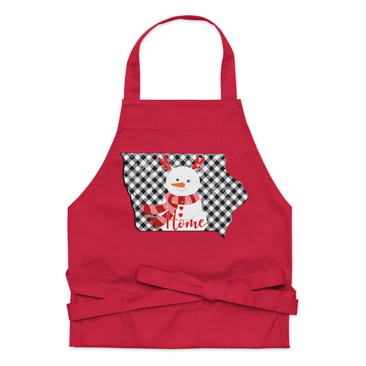 Iowa Gingham Snowman Organic cotton apron