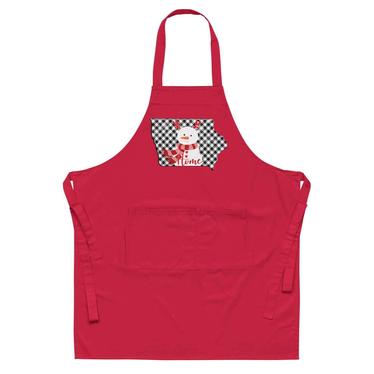 Iowa Gingham Snowman Organic cotton apron