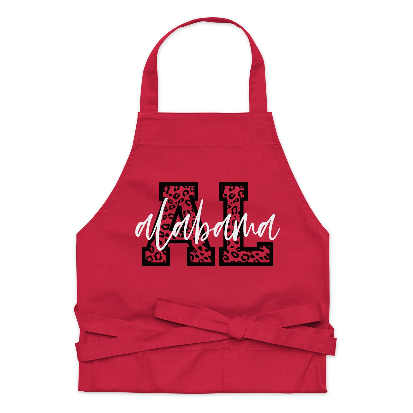 Alabama Script on Leopard AL Organic cotton apron