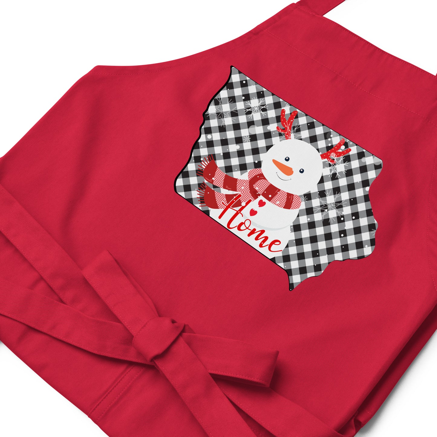 Iowa Gingham Snowman Organic cotton apron