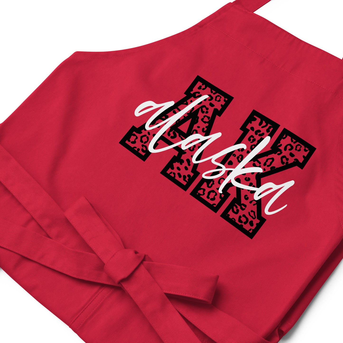 Alaska AK Leopard Print Letters White Script Cotton Apron