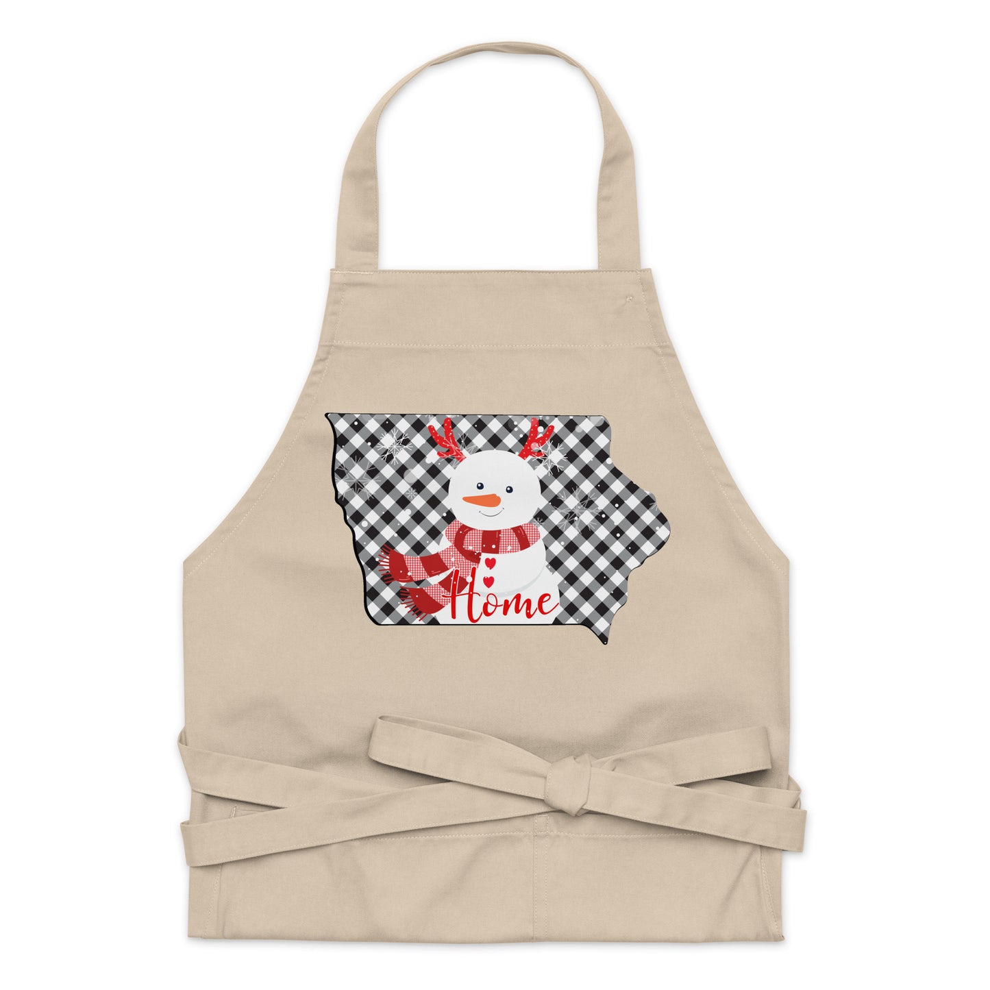 Iowa Gingham Snowman Organic cotton apron