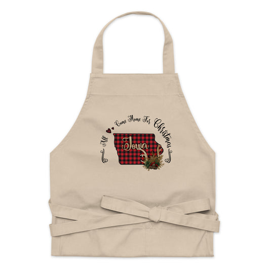 Iowa All Come Home for Christmas Organic cotton apron
