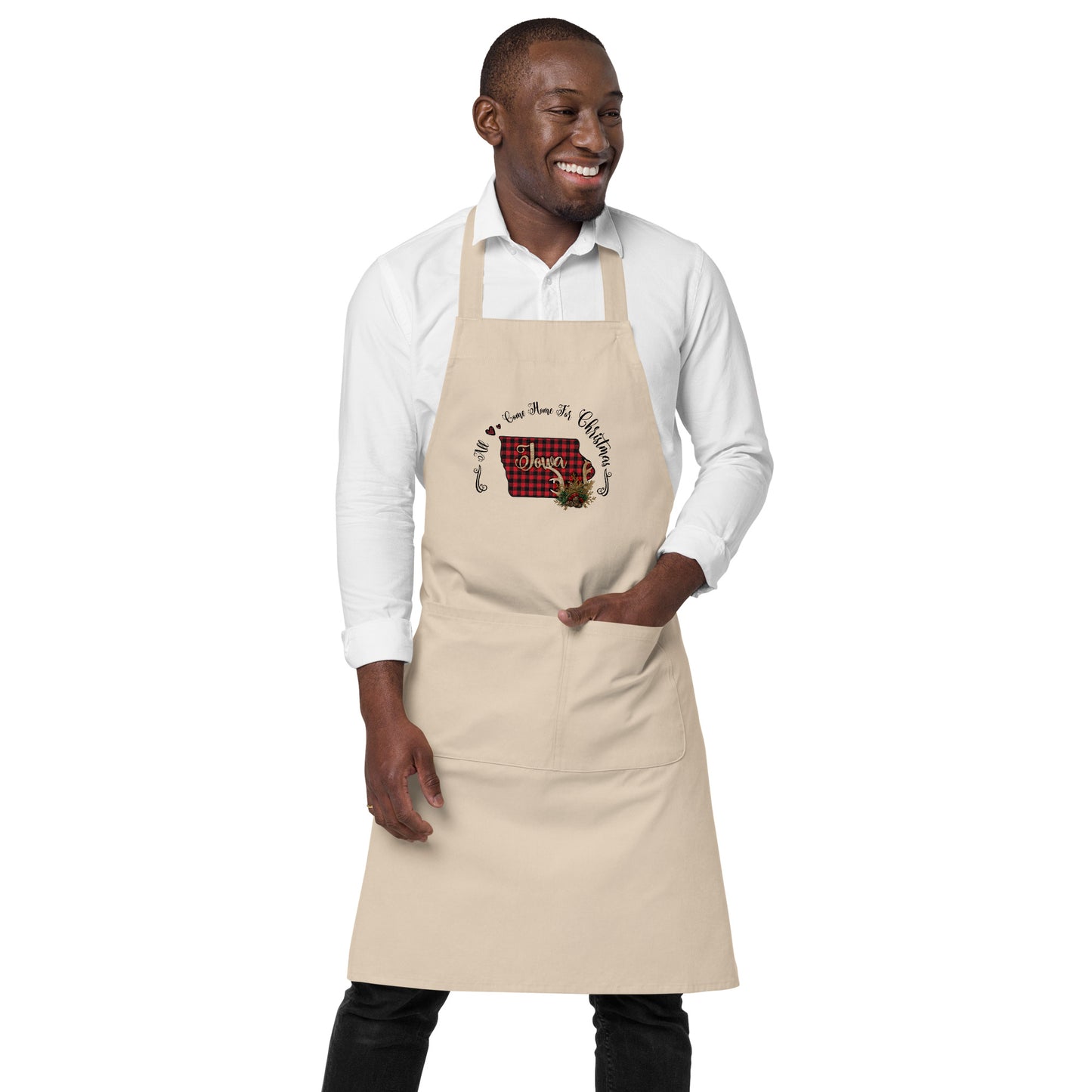 Iowa All Come Home for Christmas Organic cotton apron