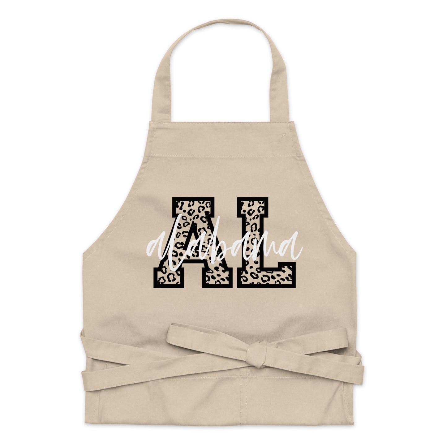 Alabama Script on Leopard AL Organic cotton apron