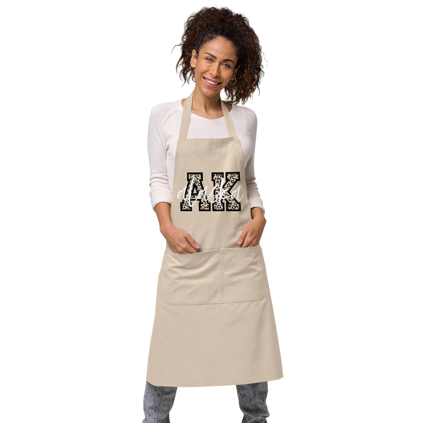 Alaska AK Leopard Print Letters White Script Cotton Apron