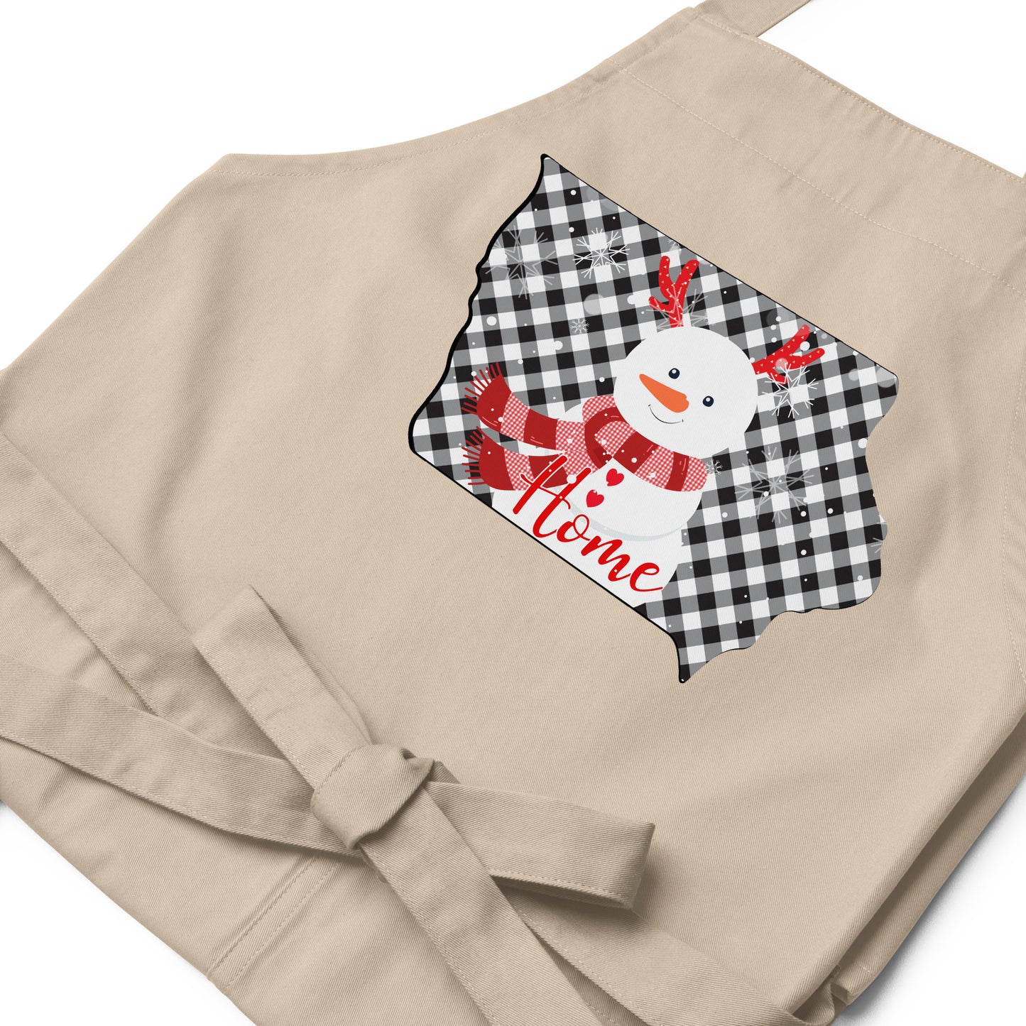 Iowa Gingham Snowman Organic cotton apron