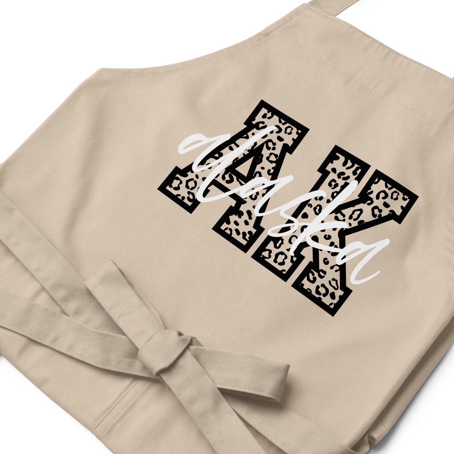 Alaska AK Leopard Print Letters White Script Cotton Apron