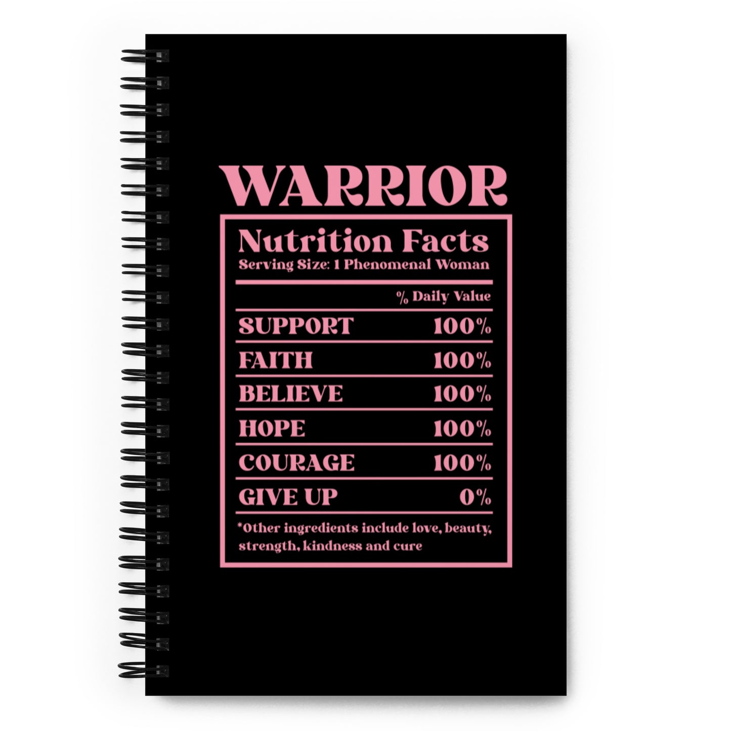 Warrior Nutrition Facts Breast Cancer Awareness Spiral notebook