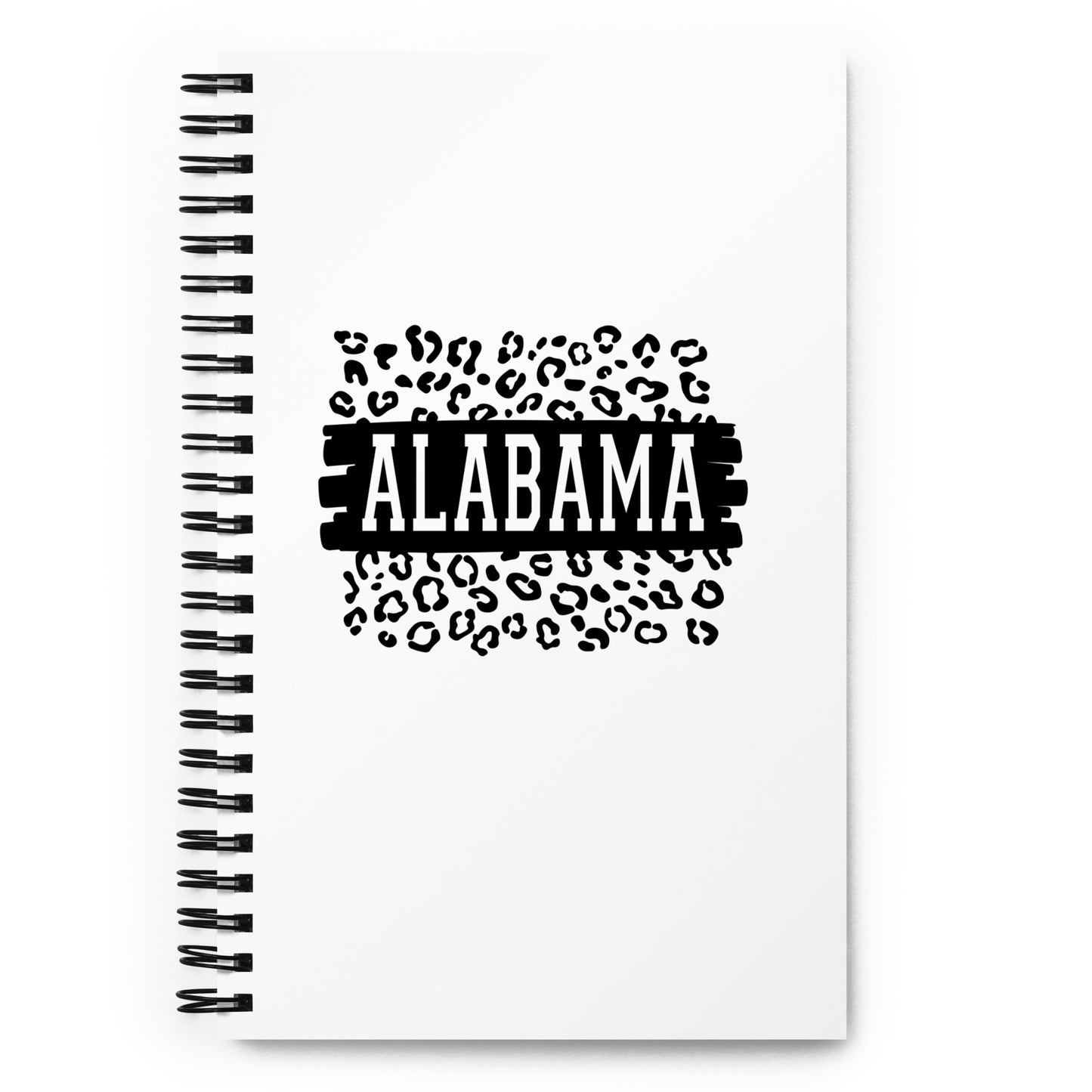 Alabama on Black on Leopard Print Spiral Notebook