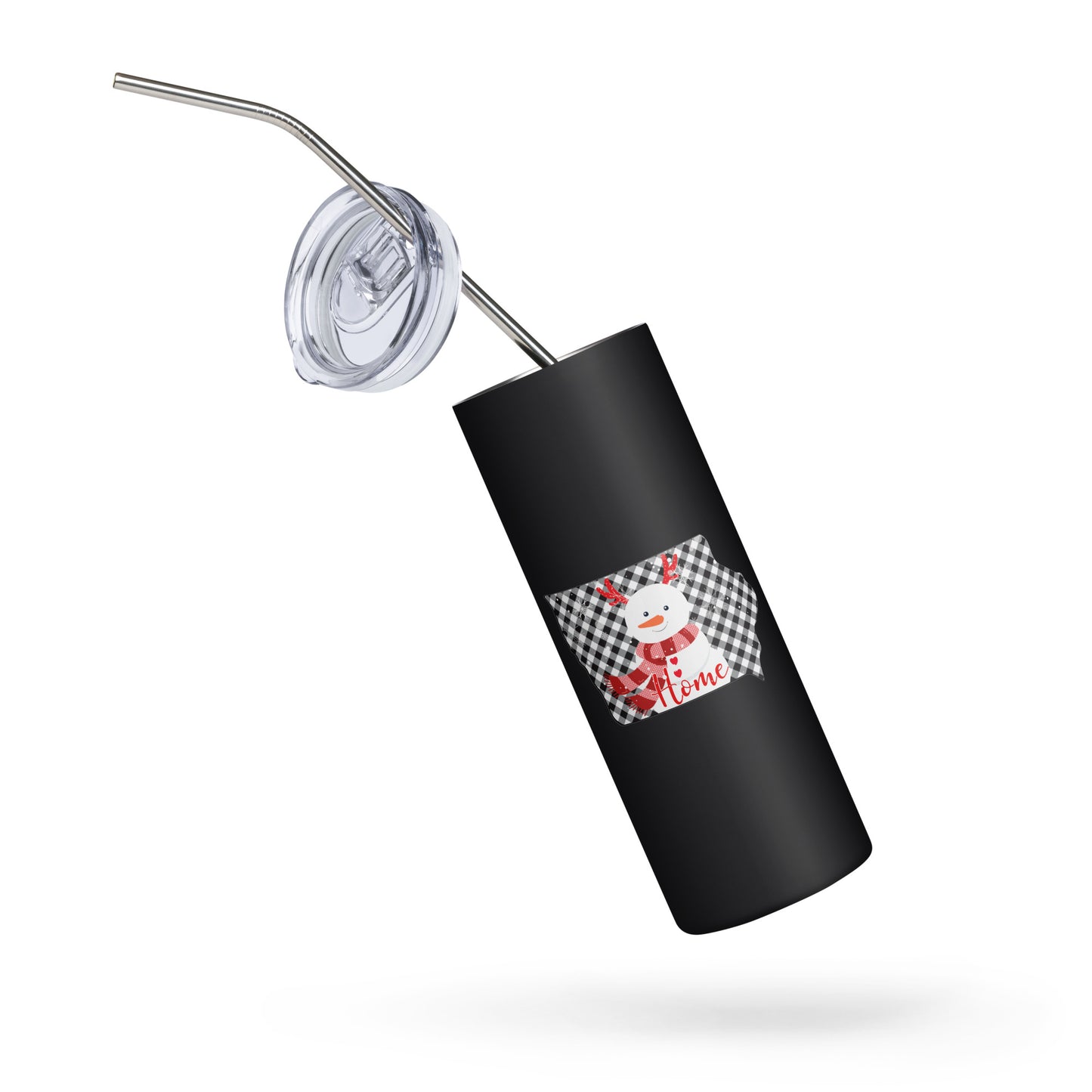 Iowa Gingham Snowman Stainless steel tumbler