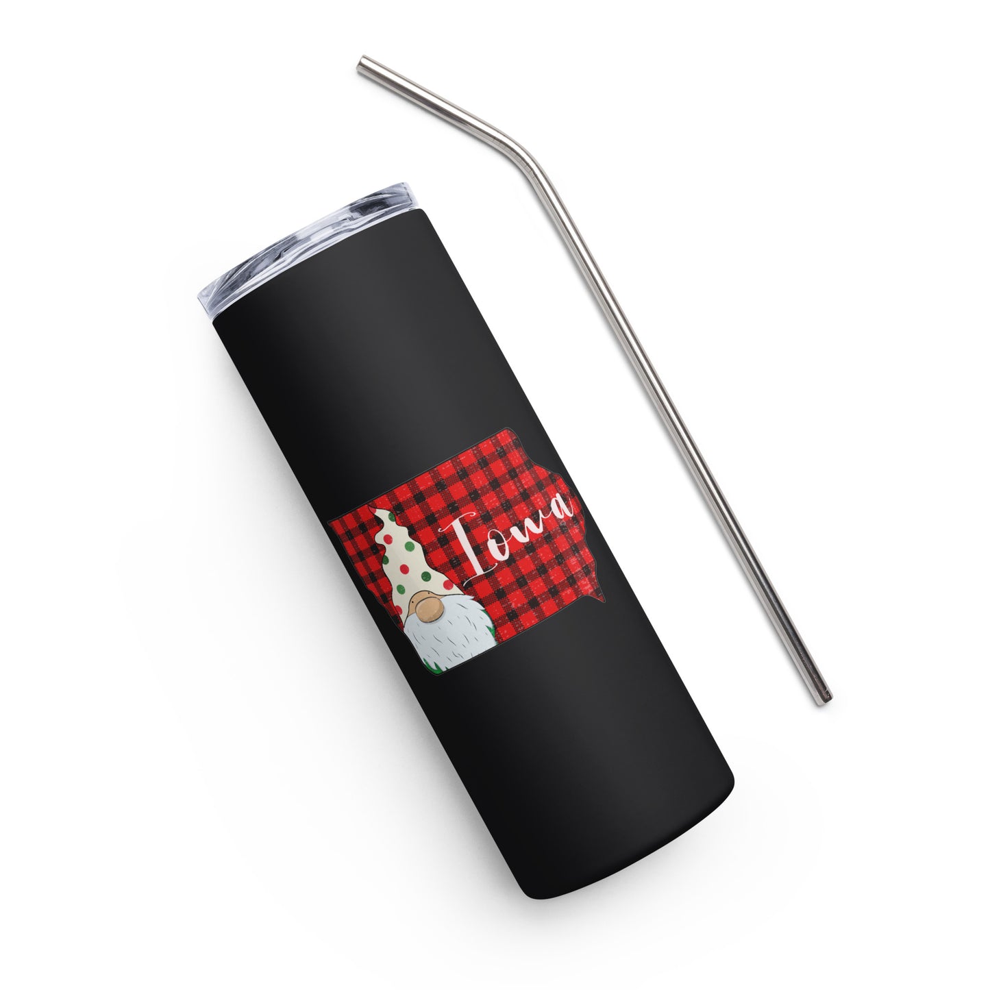 Iowa Plaid Gnome Stainless steel tumbler