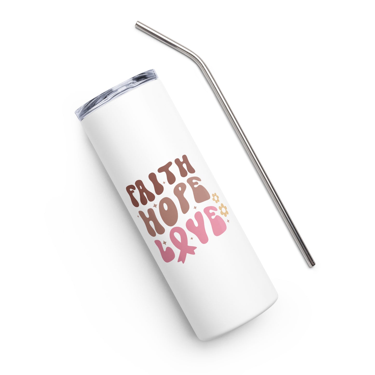 Faith Hope Love Breast Cancer Awareness Stainless Steel Tumbler 20 oz (600 ml)