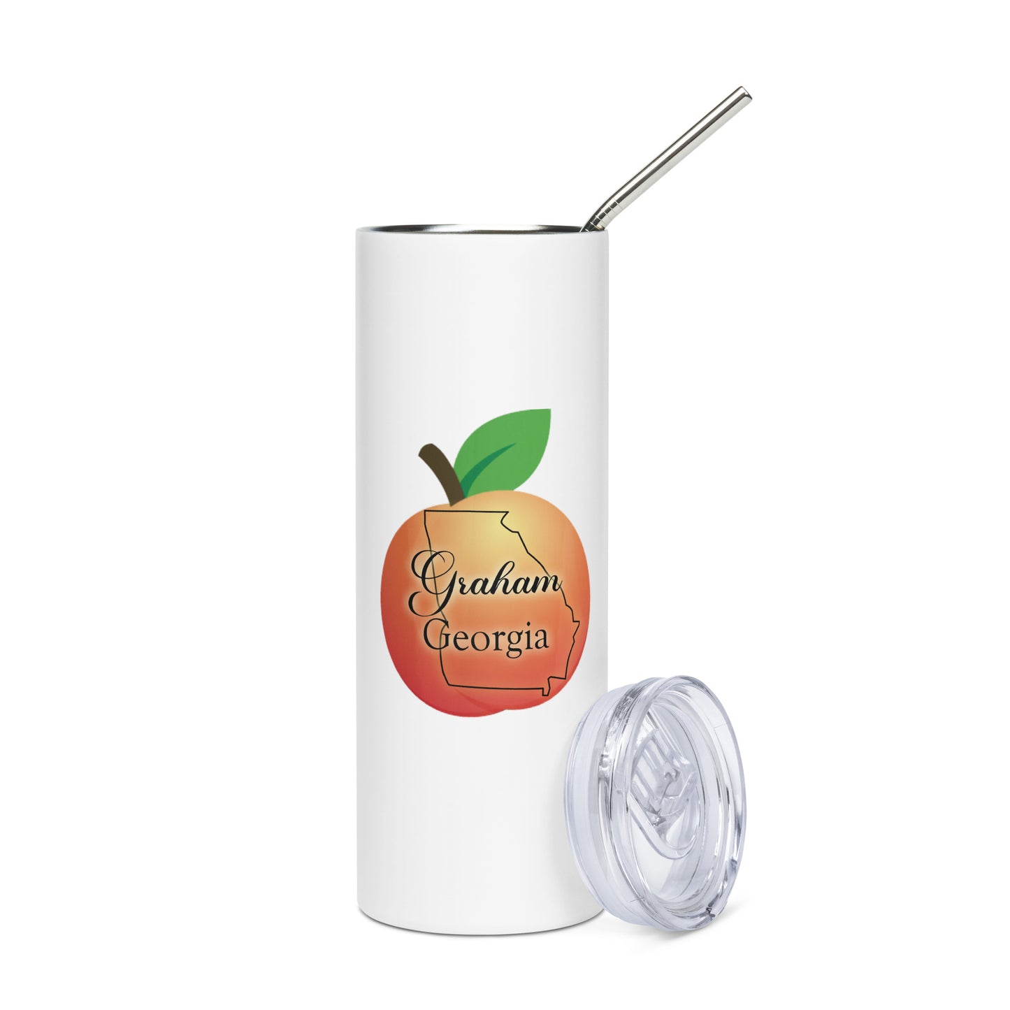 Graham Georgia State Outline Peach Stainless Steel Tumbler with Straw 20 oz (600 ml)