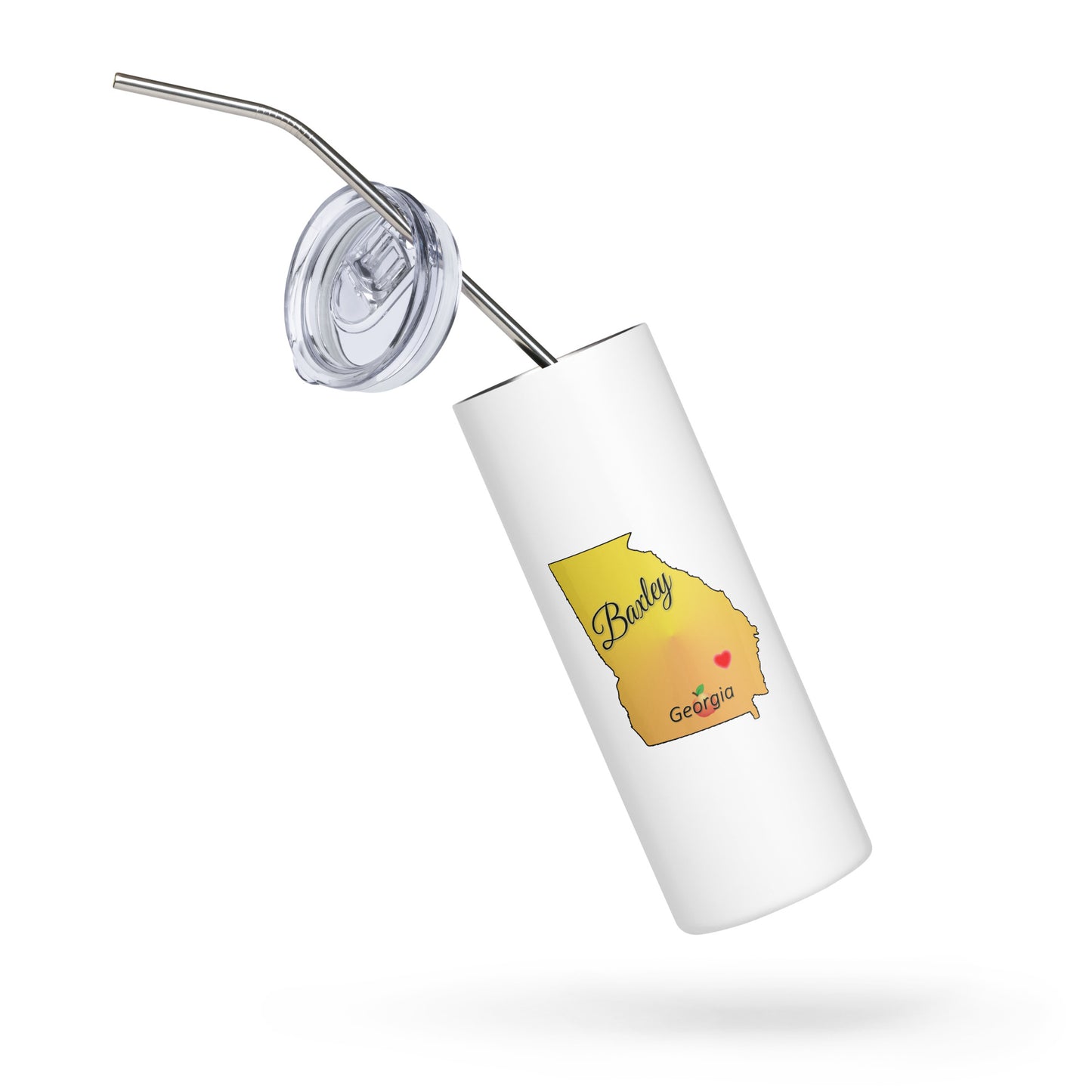 Baxley Georgia State with Peach and Heart Locator Stainless Steel Tumbler 20 oz (600 ml)