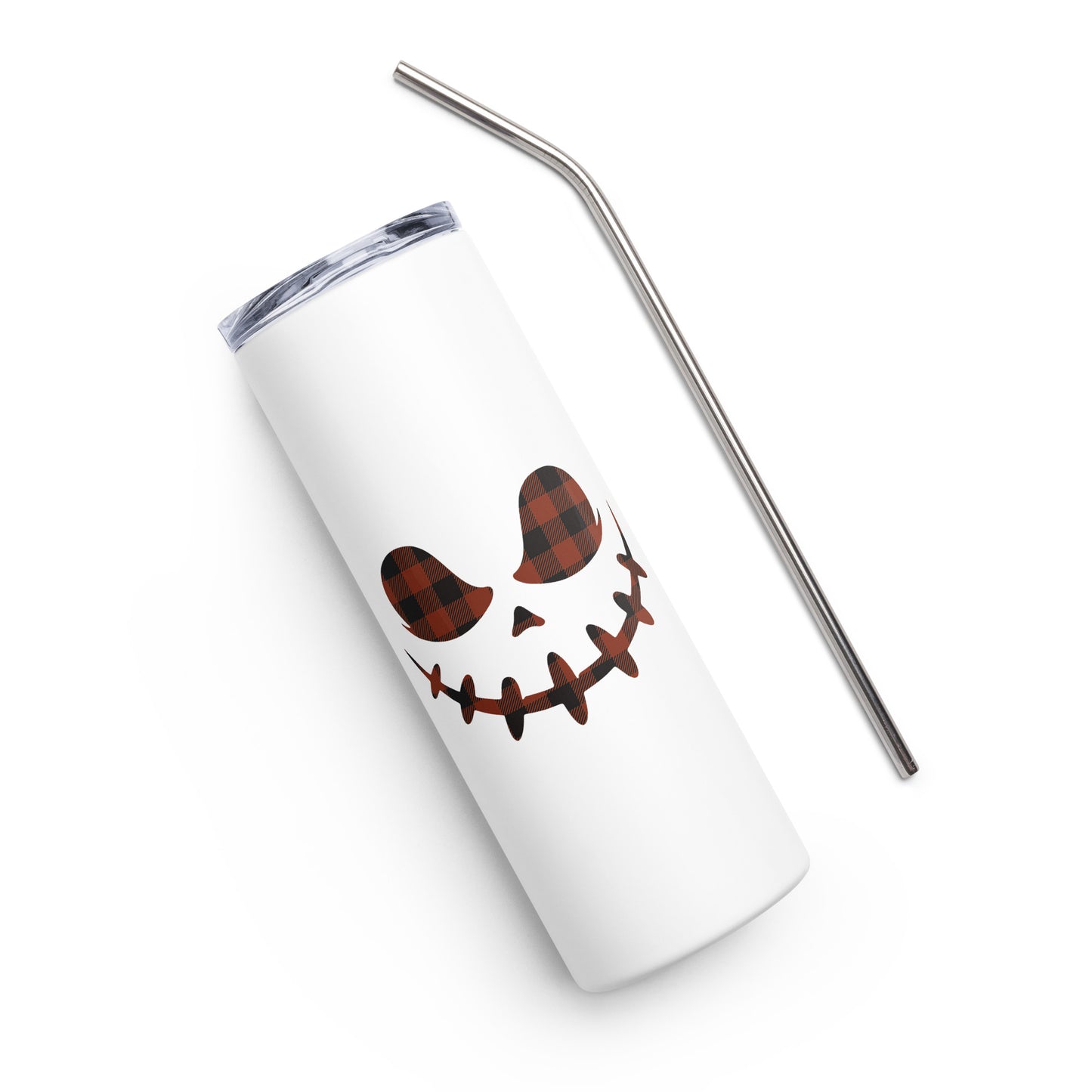 Red Plaid Jack O'Lantern Stainless steel tumbler