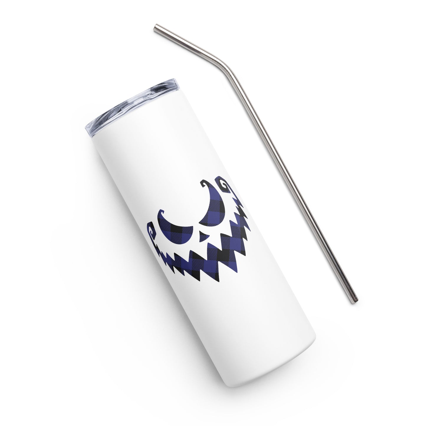 Blue Plaid Jack O'Lantern Stainless steel tumbler