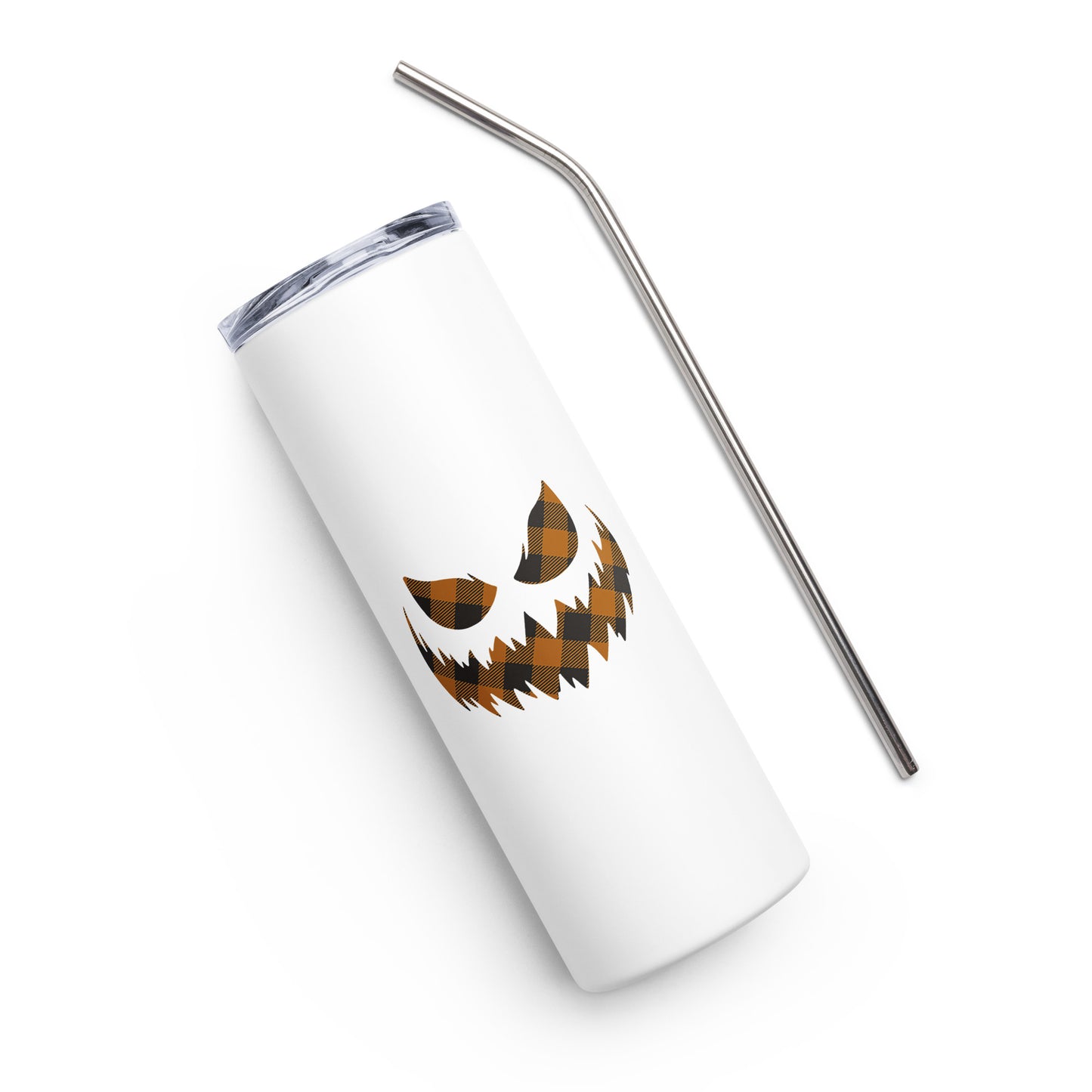 Orange Plaid Jack O'Lantern Stainless steel tumbler