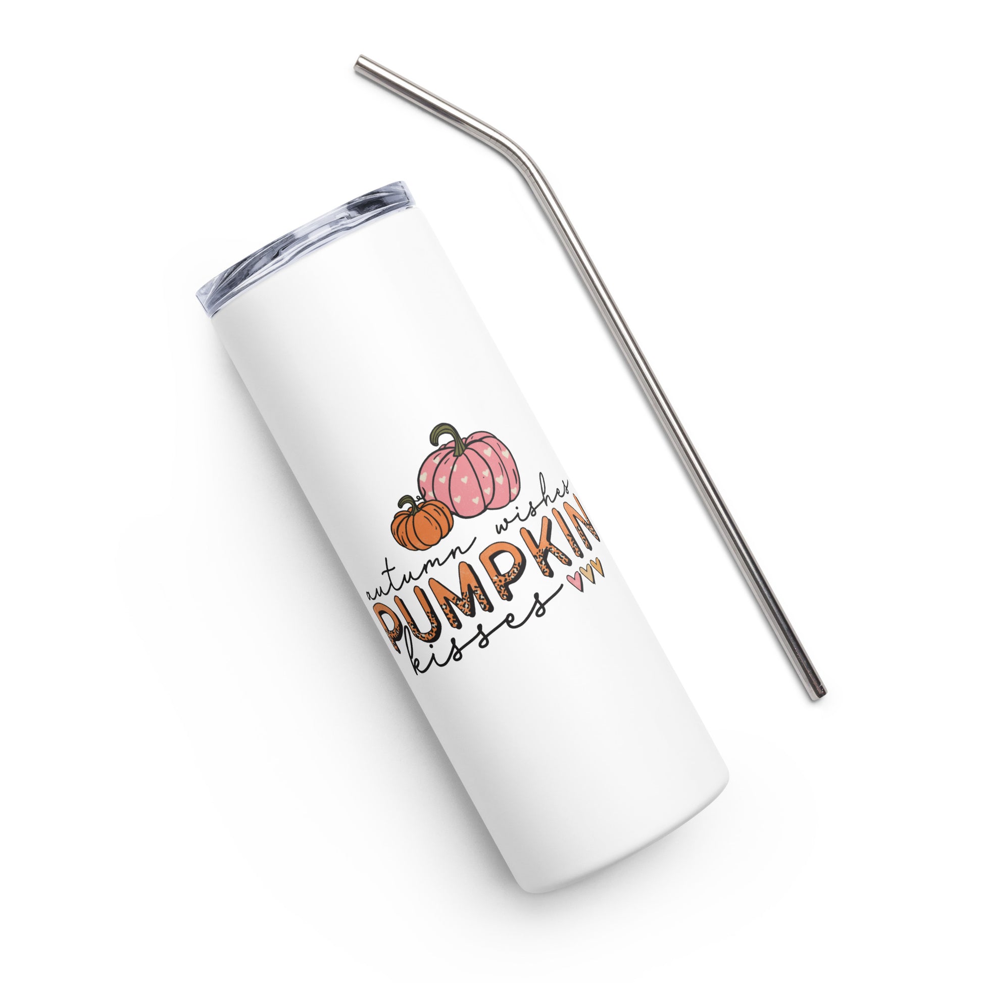 Autumn Wishes Pumpkin Kisses Stainless Steel Tumbler