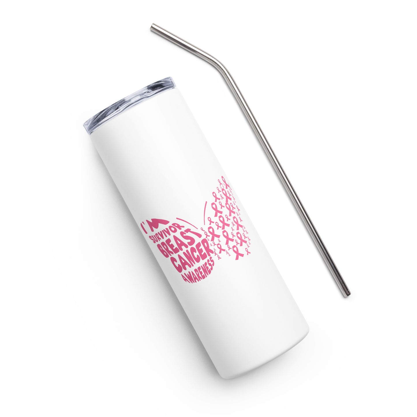 Breast Cancer Survivor Butterfly Stainless steel tumbler