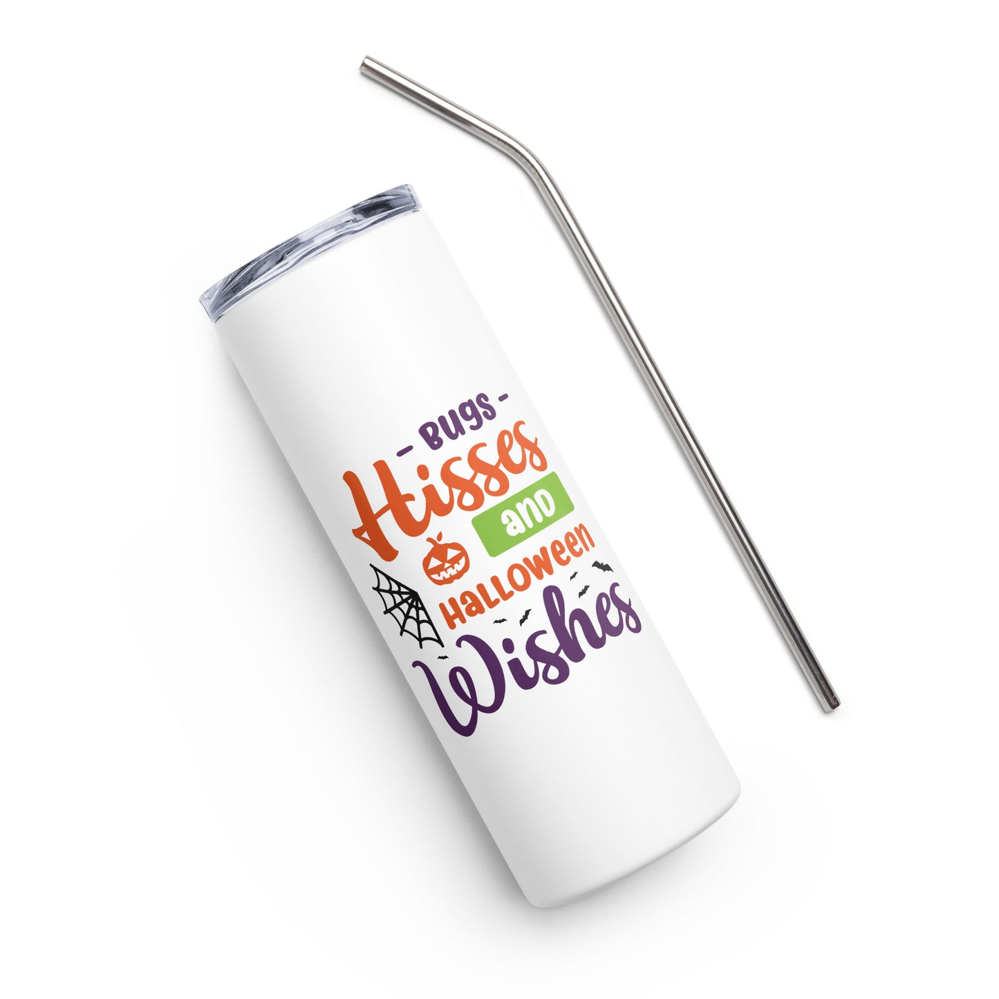 Bugs Hisses and Halloween Kisses Stainless steel tumbler