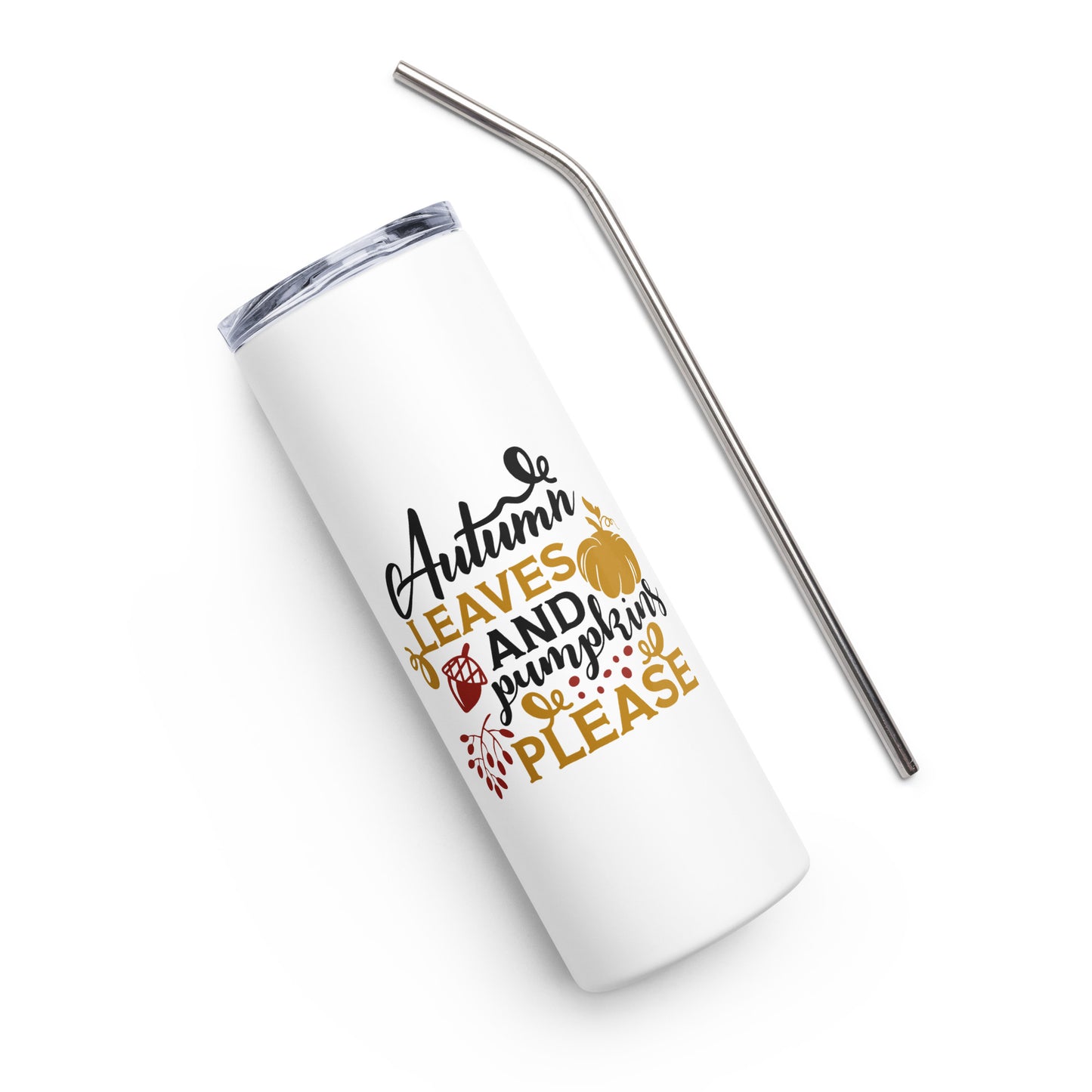 Autumn Leaves & Pumpkins Please Stainless steel tumbler