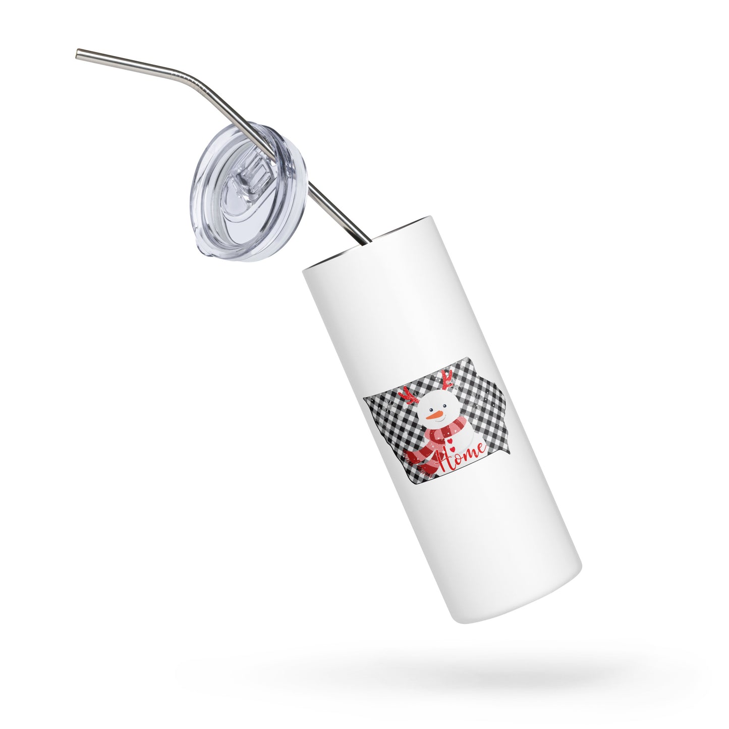 Iowa Gingham Snowman Stainless steel tumbler