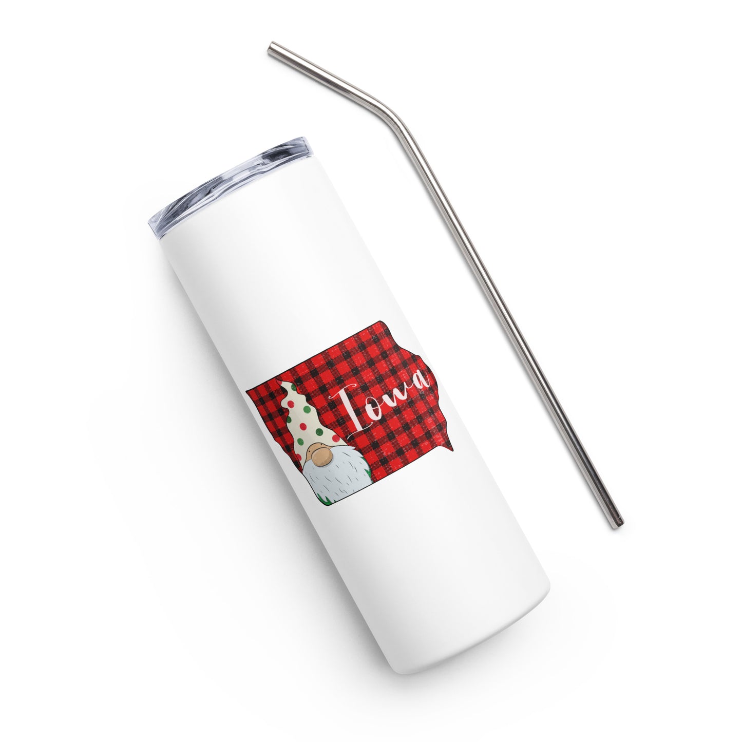 Iowa Plaid Gnome Stainless steel tumbler