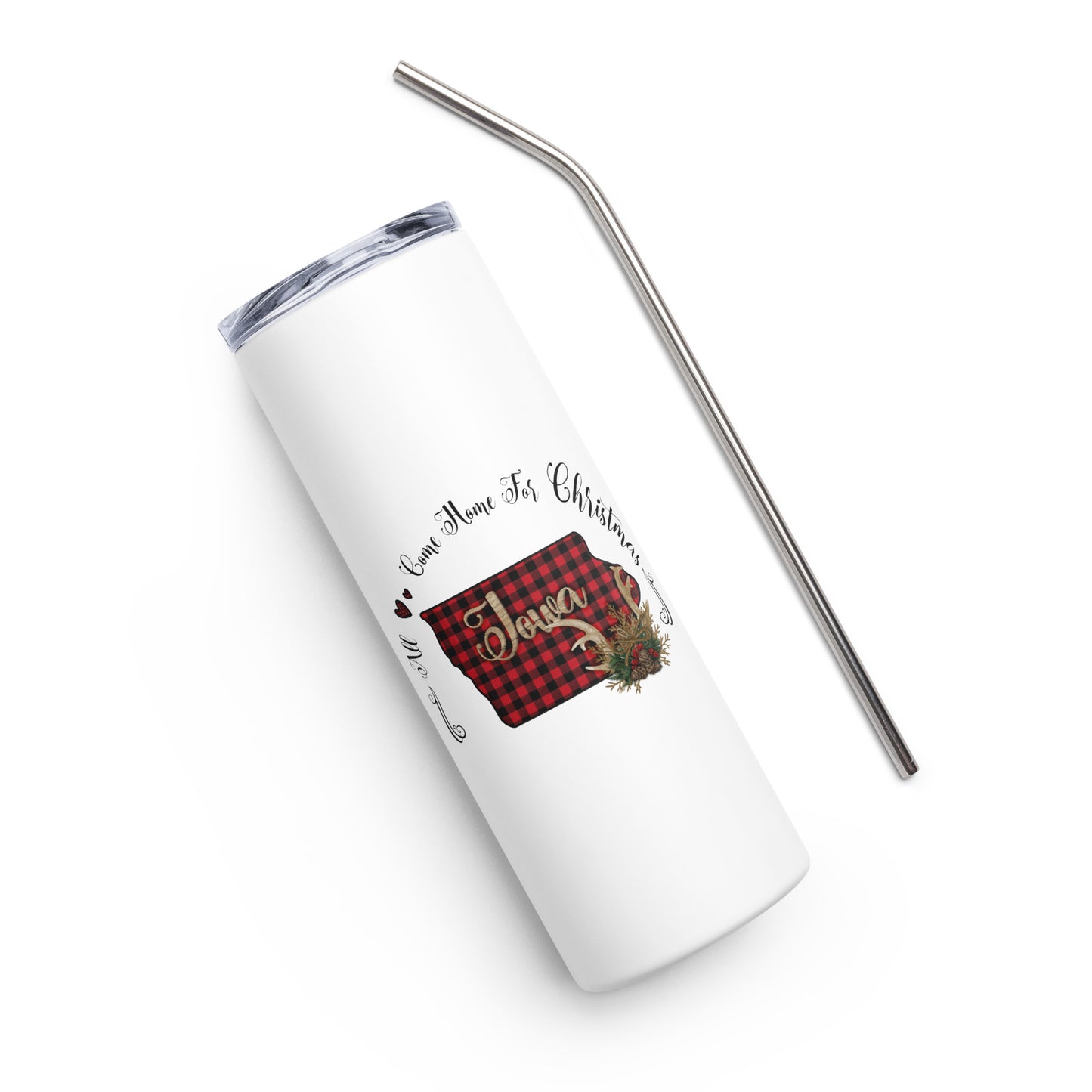 Iowa All Come Home for Christmas Stainless steel tumbler