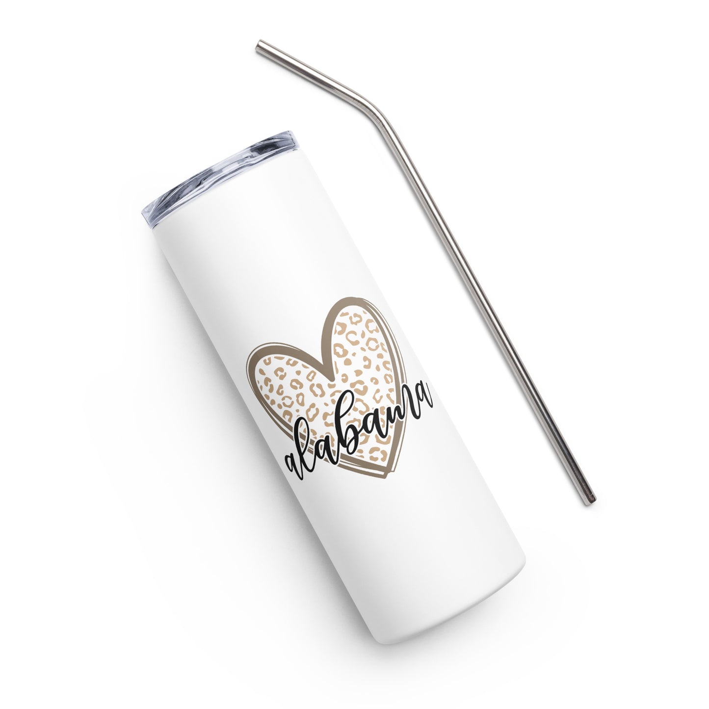 Alabama Leopard Heart Stainless steel tumbler